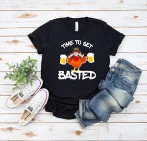 Time To Get Basted T-Shirt, Thanksgiving T-Shirt, Thanksgiving Family Shirts, Thanksgiving Outfit, Funny Shirts, Thankful Family Shirts