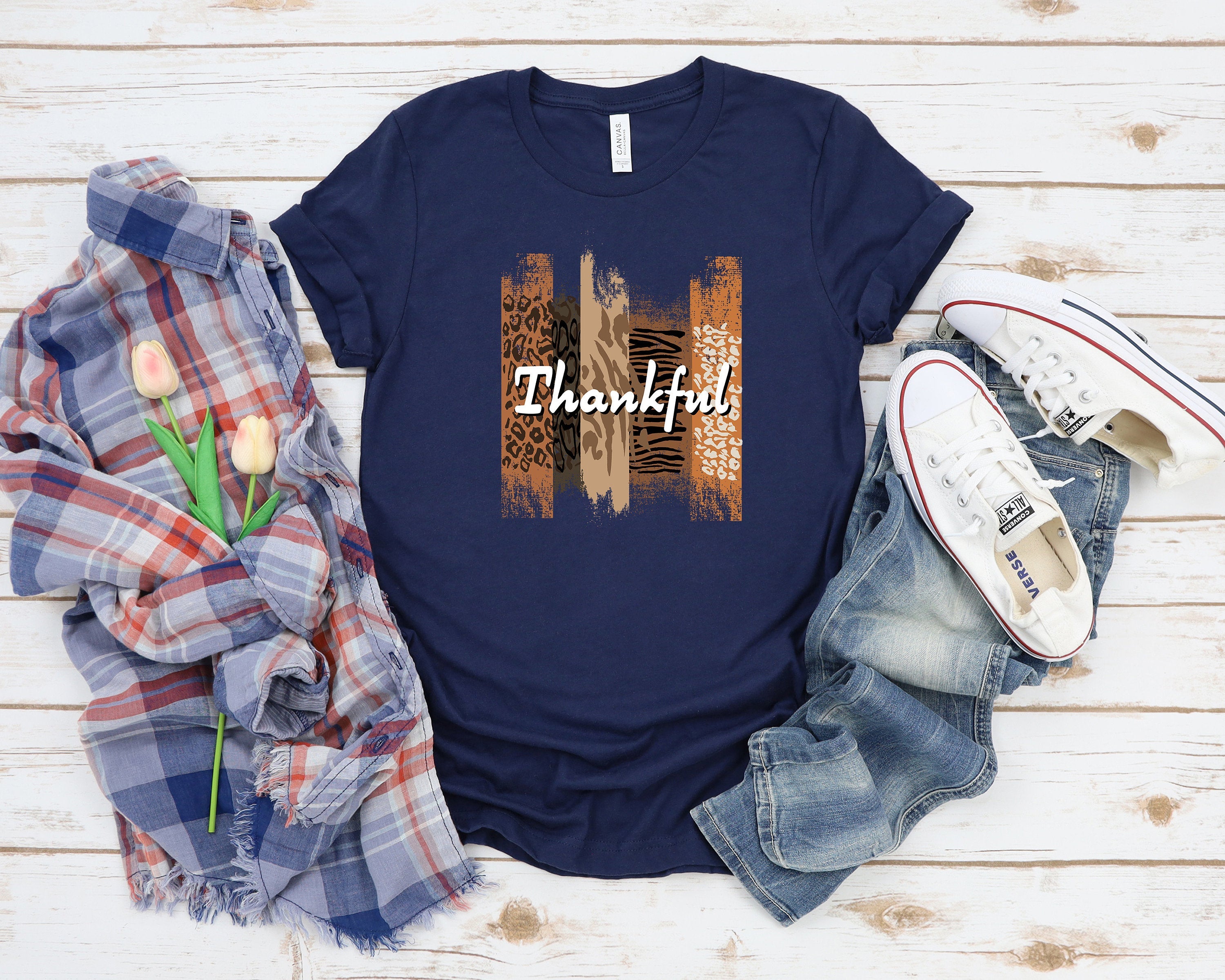 Thankful Printed T-Shirt, Thanksgiving T-Shirt, Thanksgiving Family Shirts, Thanksgiving Outfit, Autumn Funny Shirts, Thankful Family Shirts