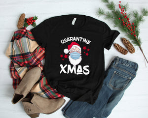 Quarantine X-mas T-Shirt, Ugly Christmas Shirt, Funny Santa Shirt, Funny Christmas Gift, Naughty Santa Shirt, Cute Christmas Pajamas