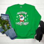 Merry Christ-Mask Santa Sweatshirt, Holiday Pajamas, Quarantine 2020 Group Christmas Sweater, Funny Matching Family Christmas Pajama Sweater