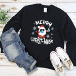 Merry Christ-Mask Santa Sweatshirt, Holiday Pajamas, Quarantine 2020 Group Christmas Sweater, Funny Matching Family Christmas Pajama Sweater