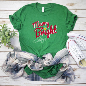 Merry and Bright Christmas T-shirt, Christmas Party T-shirt, Cozy Holiday Shirt, Holiday T-shirt, Colorful Christmas Shirt, Xmas T-hirt