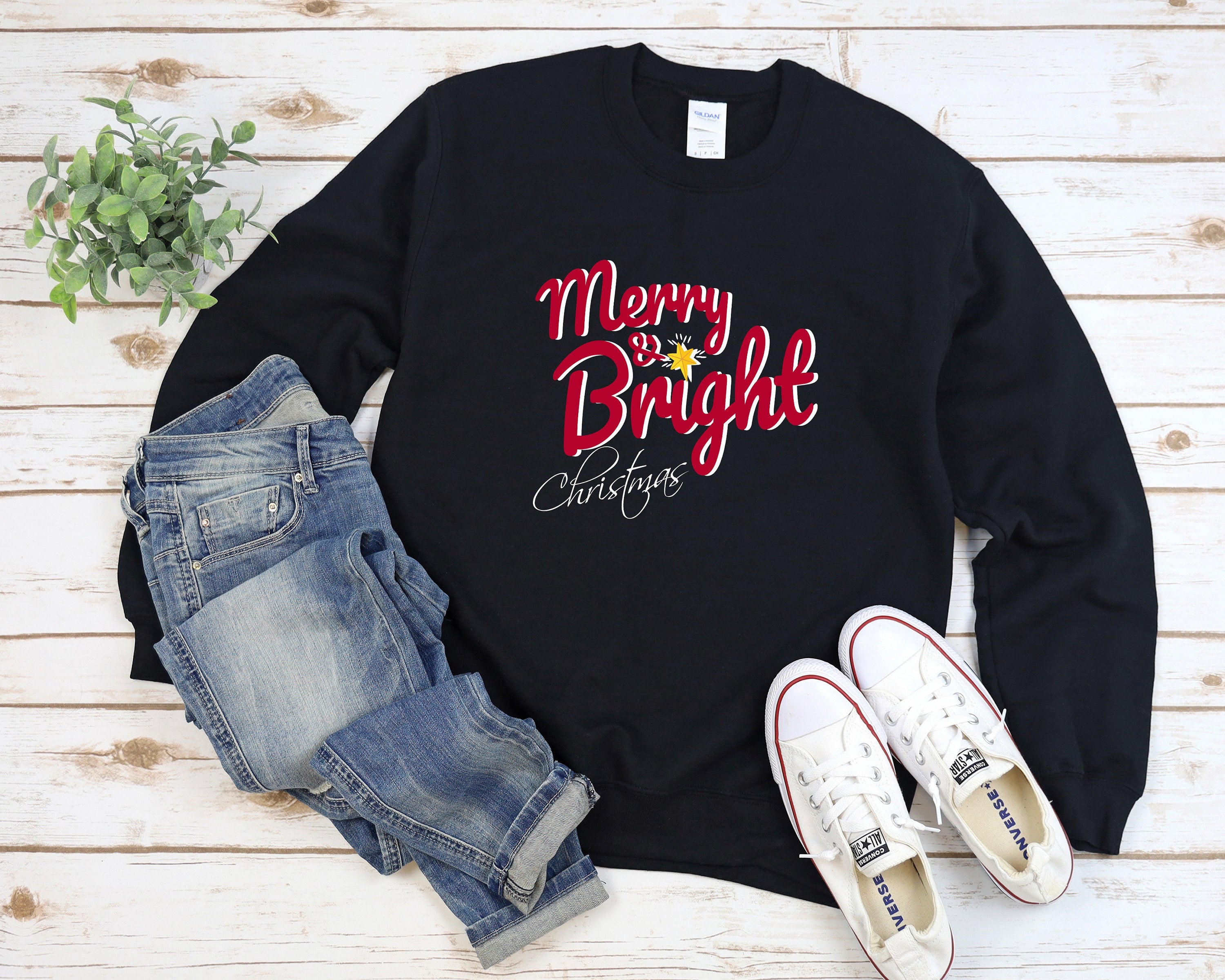 Merry and Bright Christmas Sweatshirt, Christmas Party Sweatshirt, Cozy Holiday Sweatshirt, Holiday Sweater, Colorful Sweatshirt, Xmas Shirt