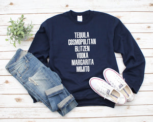 Tequila Cosmo Blitzen Vodka Margarita Mojito Sweatshirt, Drinking Christmas Sweater, Funny Christmas Sweater, Holiday Party Funny Sweater