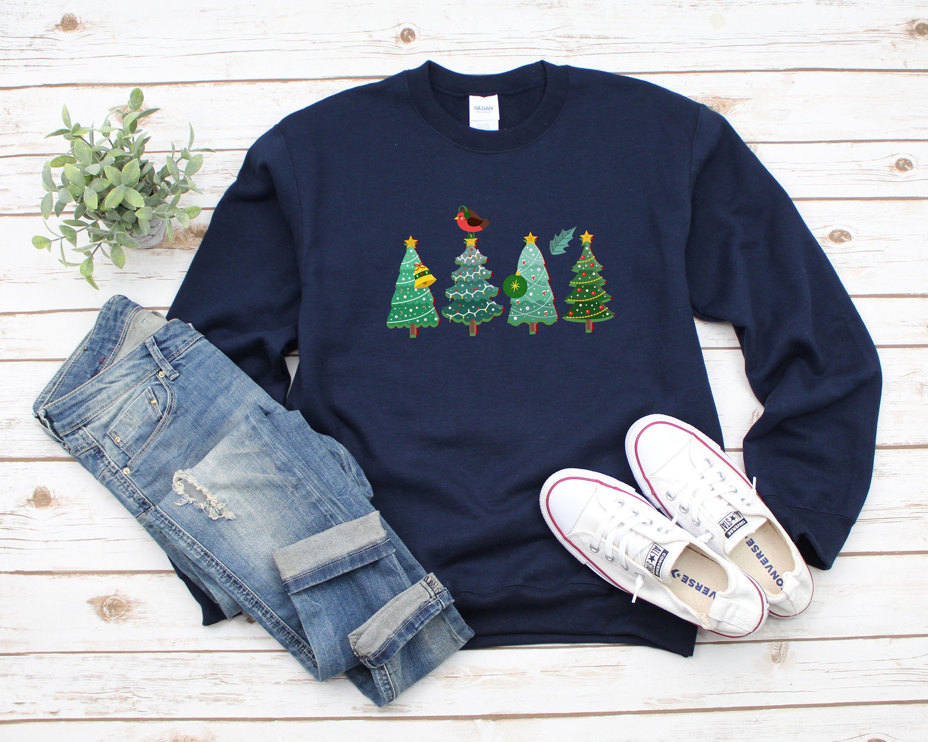 Christmas Trees Sweatshirt, Women's Christmas Sweatshirt, Cute Funny Holiday Christmas Sweatshirt, Christmas Family Matching Sweater