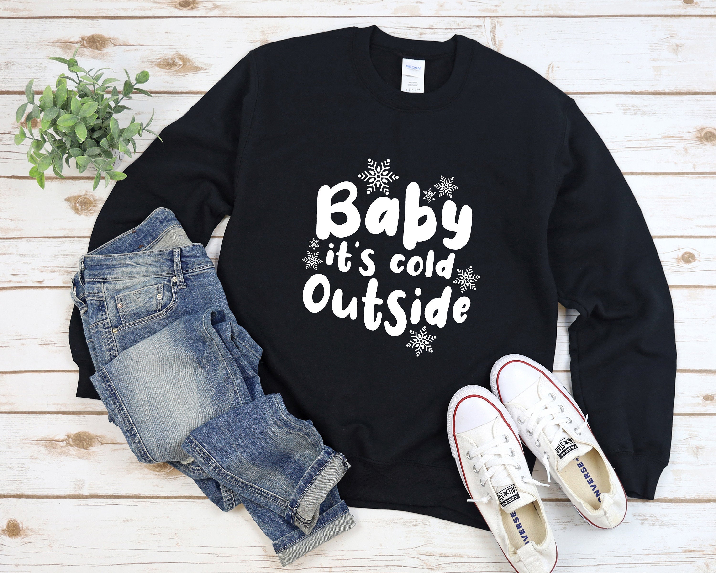 Baby It's Cold Outside Christmas Slouchy Sweatshirt, Christmas Shirt, Santa, Holiday Sweatshirt, Christmas Party Sweaters, Ugly Christmas