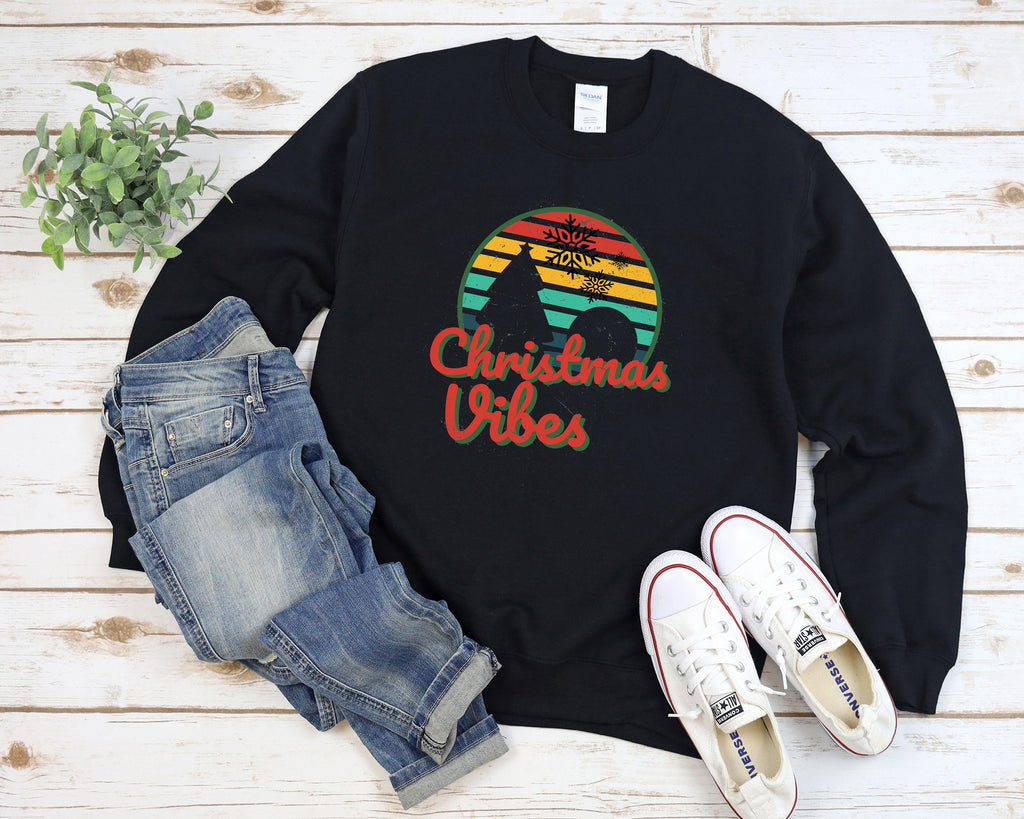 Christmas Vibes Retro Sweater, Christmas Santa Retro Sweater, Ugly Christmas Sweater, Christmas Vacation, Sweatshirt, Cute Christmas Pajamas