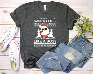 Santa Floss Like a Boss Shirt, Give Like Santa Love Like Jesus Christmas Shirt, Buffalo Plaid Rudolph, Family Christmas Shirts