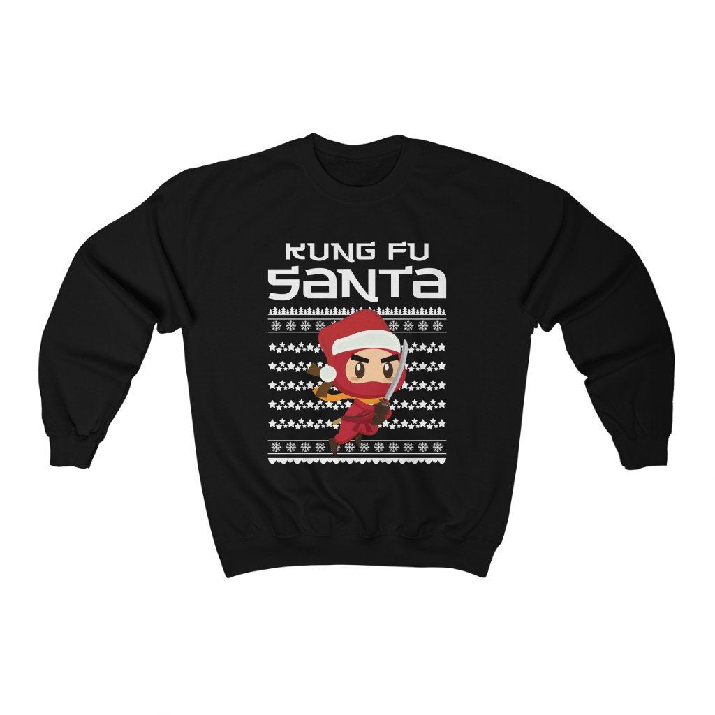 Kung Fu Santa Sweatshirt, Ugly Christmas Sweater, Funny Santa Shirt, Funny Christmas Gift, Naughty Santa Sweater, Cute Christmas Pajamas