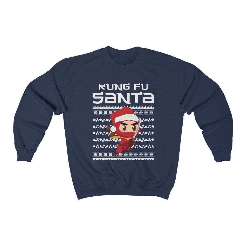 Kung Fu Santa Sweatshirt, Ugly Christmas Sweater, Funny Santa Shirt, Funny Christmas Gift, Naughty Santa Sweater, Cute Christmas Pajamas