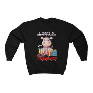 I Want Hippopotamus For Christmas Sweatshirt, Christmas With My Tribe, Funny Santa Shirt, Funny Christmas Gift, Naughty Santa Sweatshirt