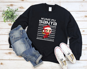 Kung Fu Santa Sweatshirt, Ugly Christmas Sweater, Funny Santa Shirt, Funny Christmas Gift, Naughty Santa Sweater, Cute Christmas Pajamas