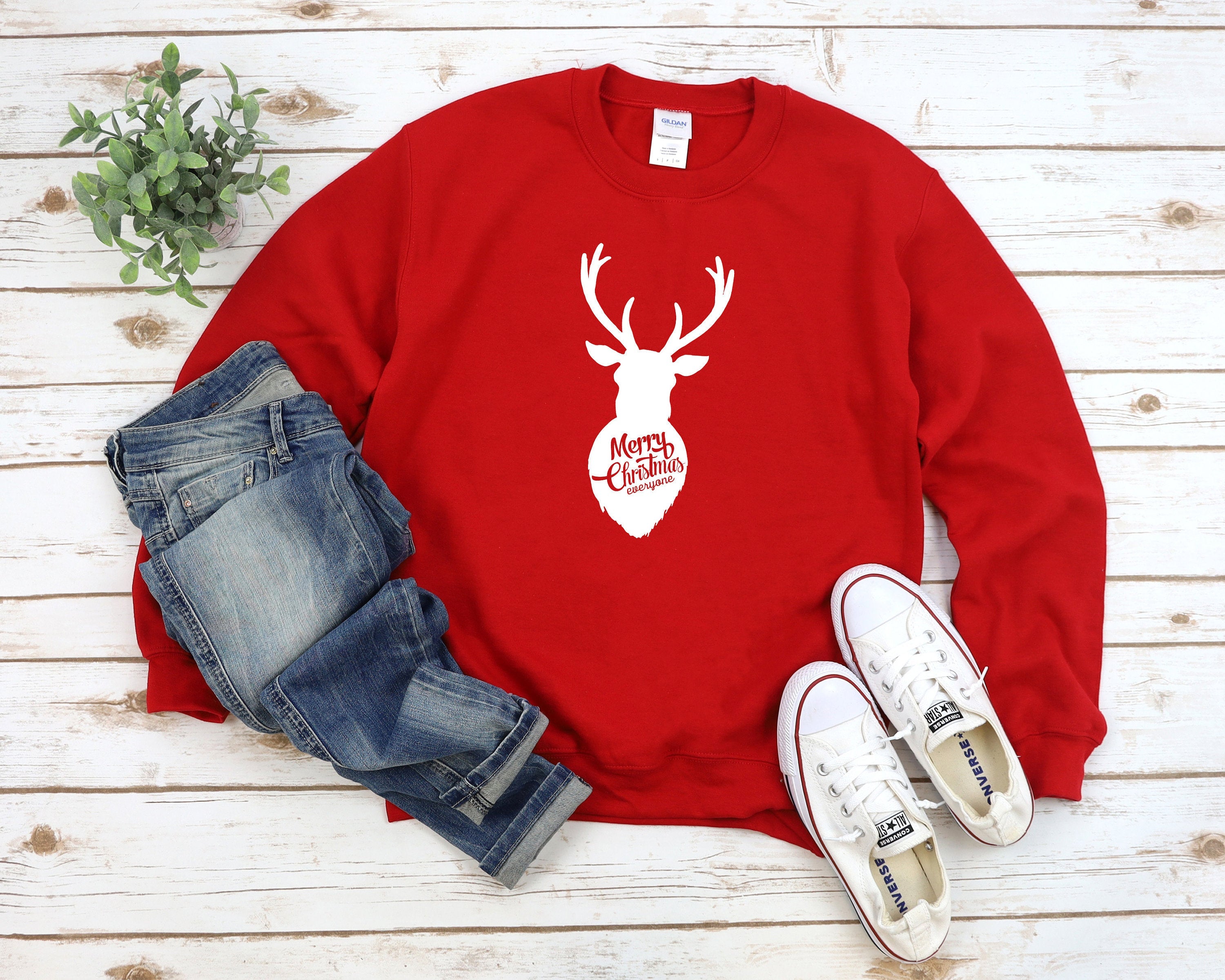 Merry Christmas Reindeer Sweatshirt Christmas Party Sweater