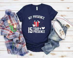 My Presence Is Your Present Shirt, Christmas Shirt for Women, Merry and Bright Shirt, Funny Christmas Shirt, Ugly Holiday Christmas Shirt