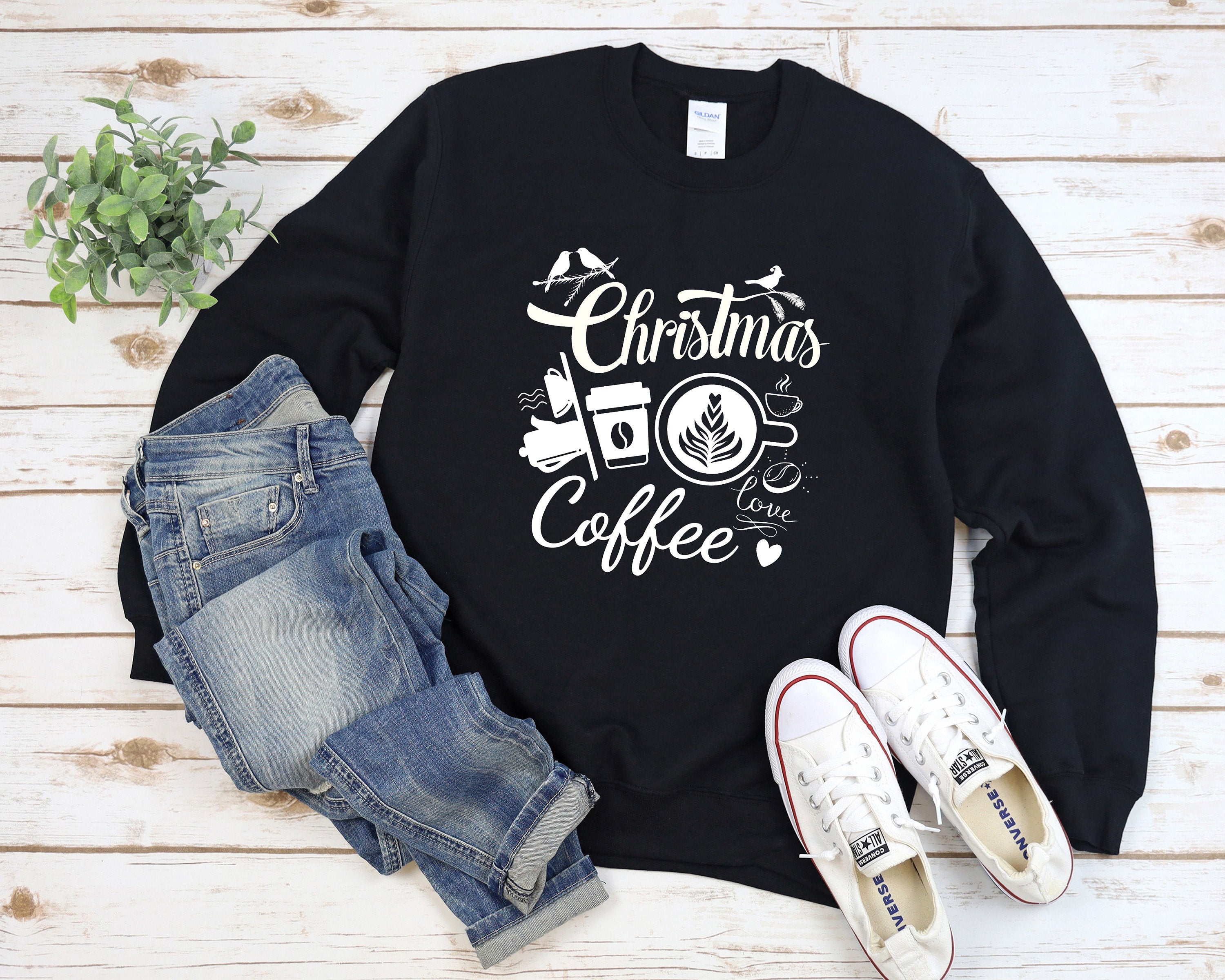 Christmas Coffee Sweatshirt, Cute Christmas Sweatshirt, Ugly Christmas Sweater, Christmas Sweatshirt for Women, Cozy Holiday Sweatshirt