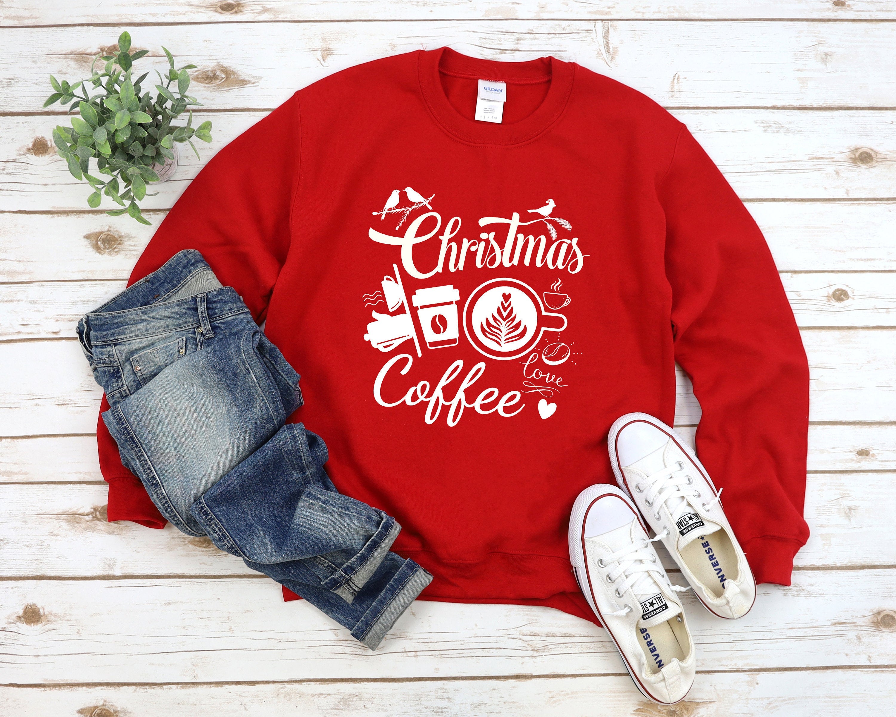 Christmas Coffee Sweatshirt, Cute Christmas Sweatshirt, Ugly Christmas Sweater, Christmas Sweatshirt for Women, Cozy Holiday Sweatshirt