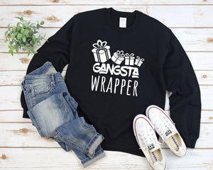 Gangsta Wrapper Sweatshirt, Ugly Christmas Sweater, Funny Christmas Sweatshirt, Christmas Party Shirts, Family Holiday Sweatshirts