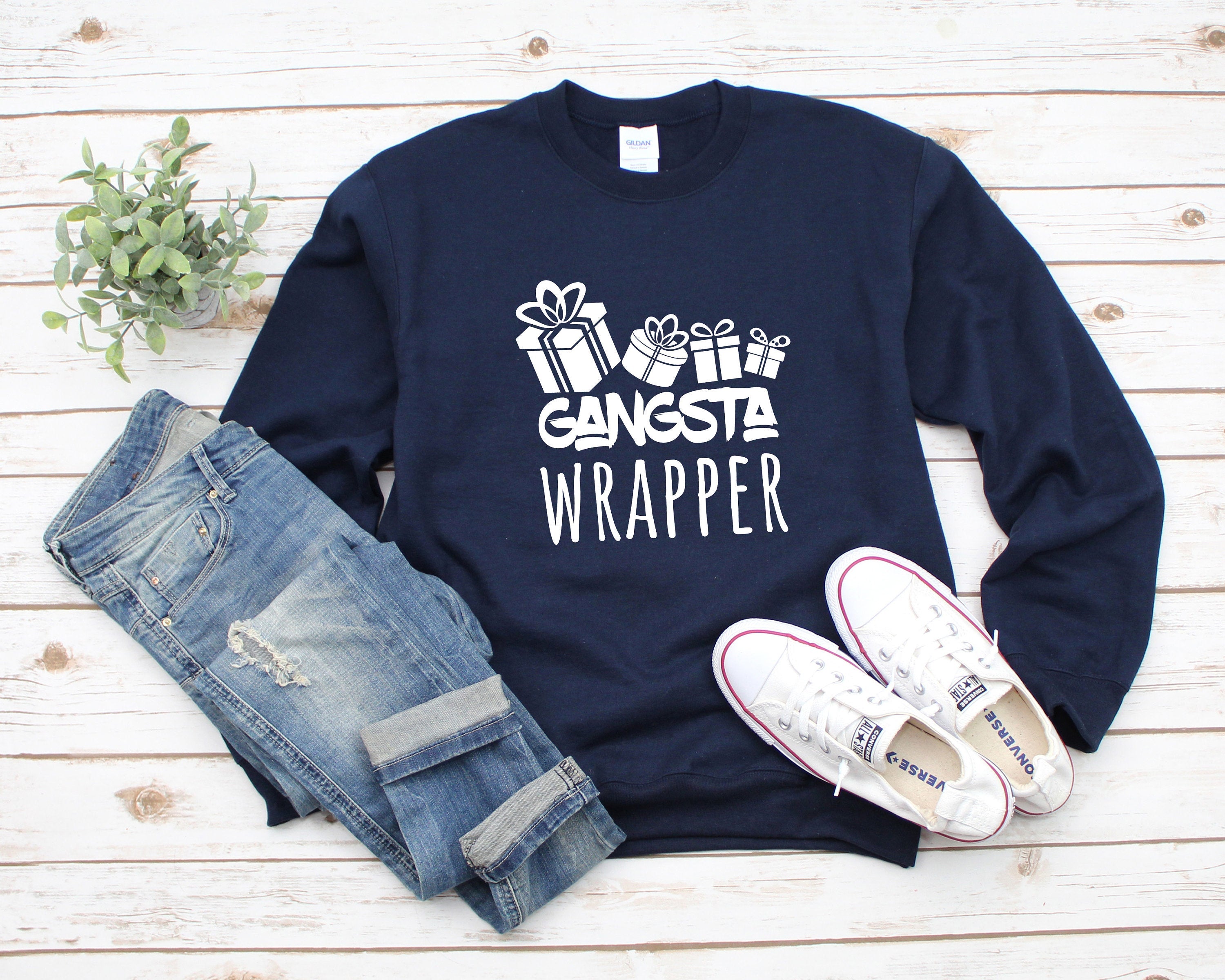 Gangsta Wrapper Sweatshirt, Ugly Christmas Sweater, Funny Christmas Sweatshirt, Christmas Party Shirts, Family Holiday Sweatshirts