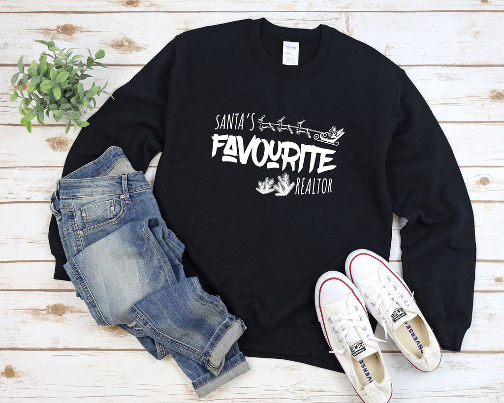 Santa's Favorite Realtor Sweatshirt, Santa and Santa's Favorite Ho, Couples Christmas Sweater, Funny Ugly Christmas Sweatshirt