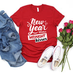 New Year Wishes Midnight Kisses Shirt, New Years Eve Shirts, Cute Holiday Shirts, Fun Gifts for Women, Fun Shirt Saying Shirt