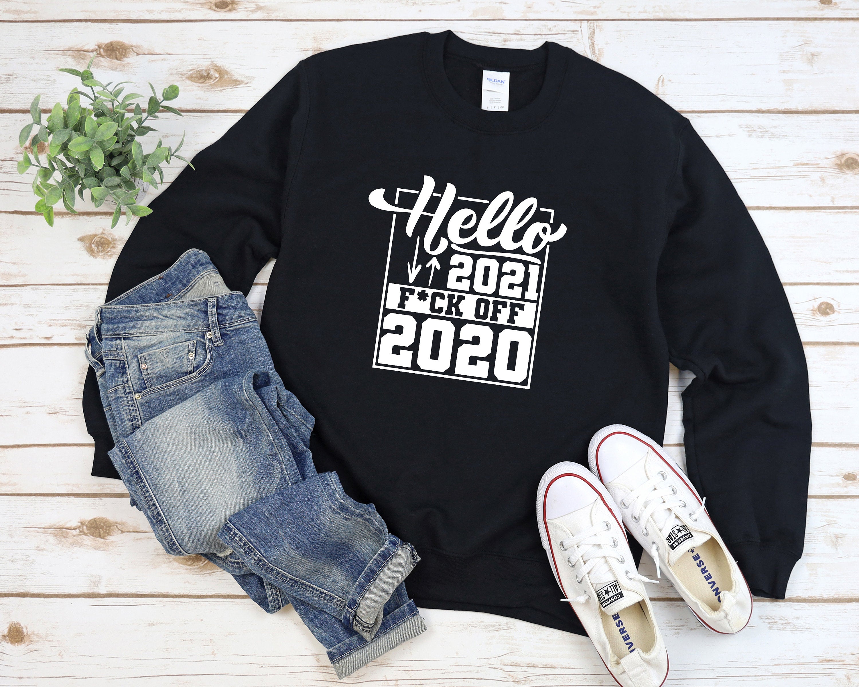 Hello 2021 F Off 2020 Sweatshirt, New Years Sweater, Funny New Year Eve Sweater, 2021 Party Sweater, Funny Christmas Sweatshirt