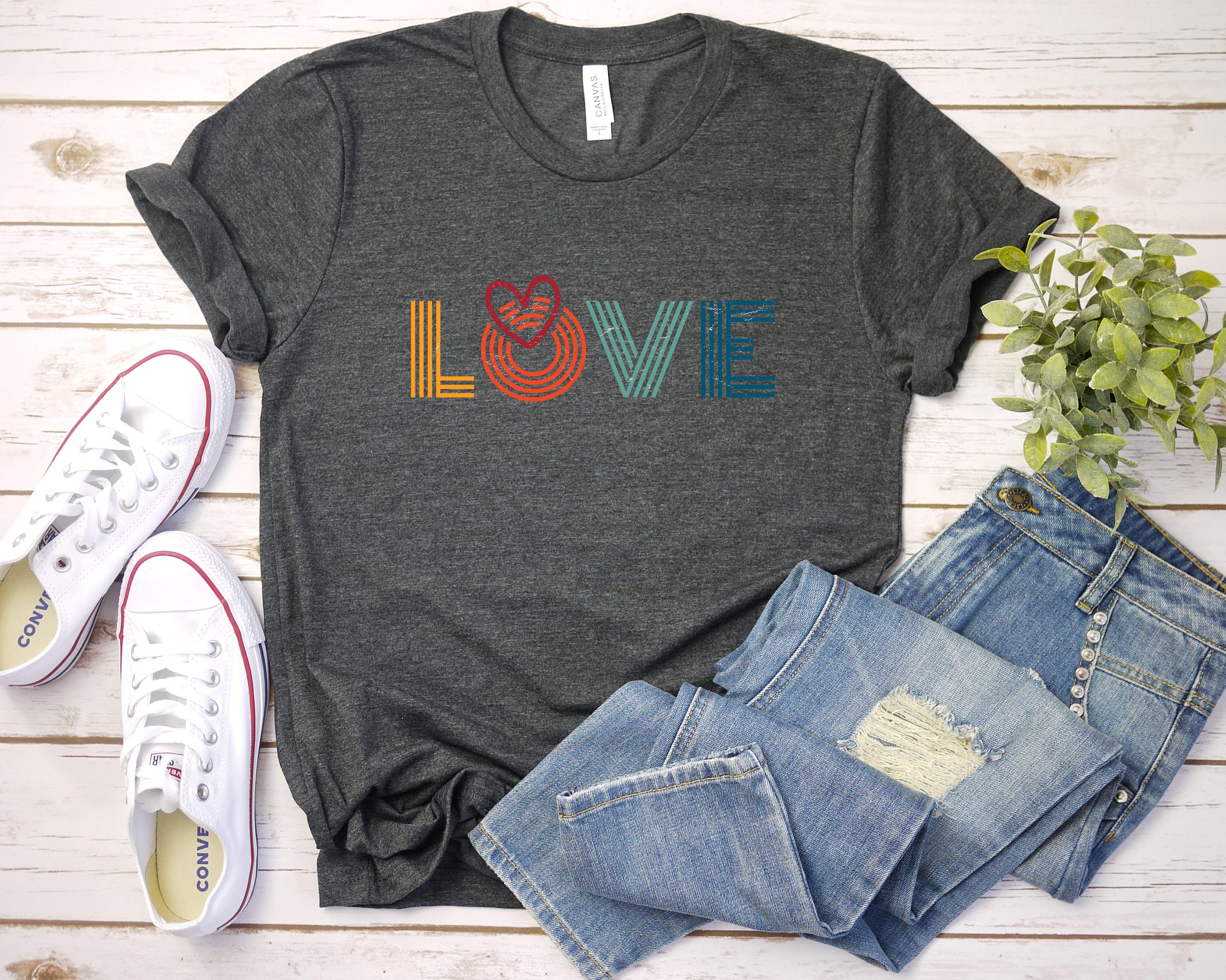 Vintage Love T-shirt, Mom Valentine's Shirt, Cute Heart Shirt ...