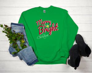 Merry and Bright Christmas Sweatshirt, Christmas Party Sweatshirt, Cozy Holiday Sweatshirt, Holiday Sweater, Colorful Sweatshirt, Xmas Shirt