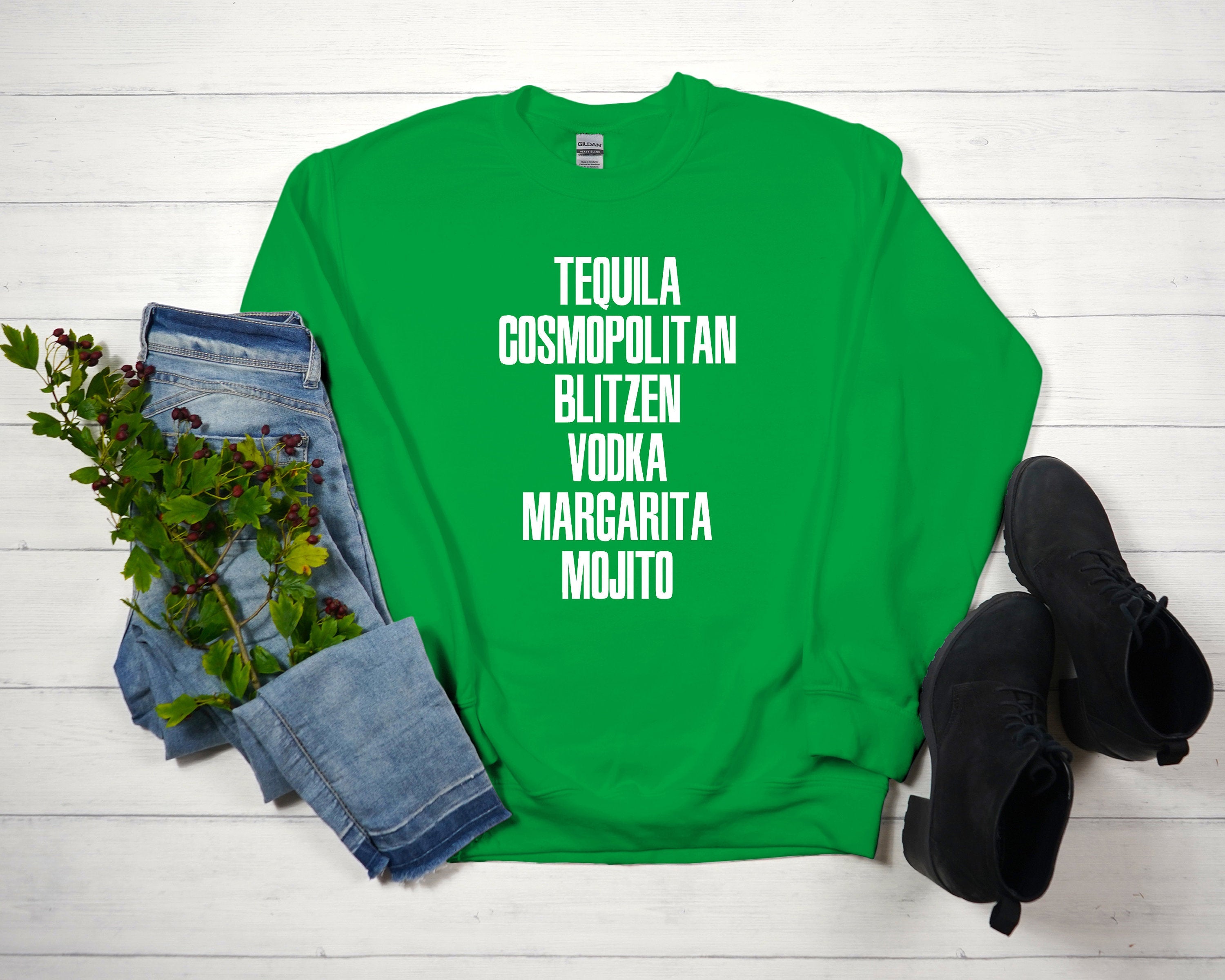 Tequila Cosmo Blitzen Vodka Margarita Mojito Sweatshirt, Drinking Christmas Sweater, Funny Christmas Sweater, Holiday Party Funny Sweater