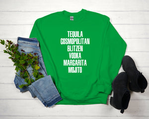 Tequila Cosmo Blitzen Vodka Margarita Mojito Sweatshirt, Drinking Christmas Sweater, Funny Christmas Sweater, Holiday Party Funny Sweater