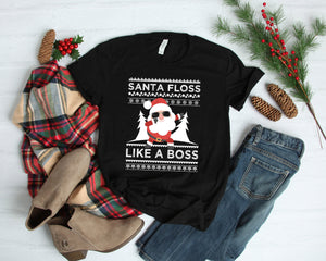 Santa Floss Like a Boss Shirt, Give Like Santa Love Like Jesus Christmas Shirt, Buffalo Plaid Rudolph, Family Christmas Shirts