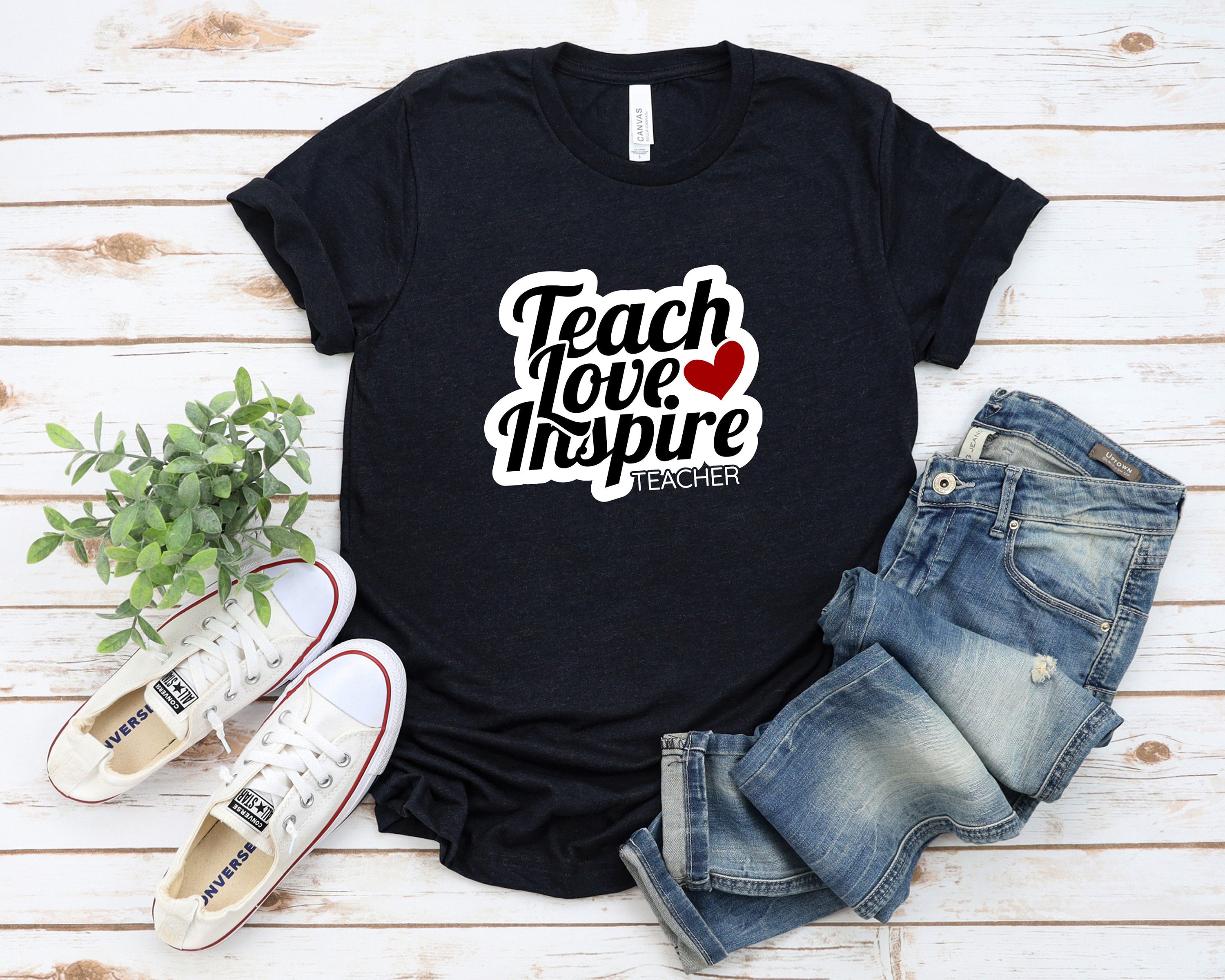 Teach Love Inspire Shirt, Teacher Gift, Teacher Shirt, Elementary School Teacher Shirt, Preschool Teacher, Teacher Valentine Shirt