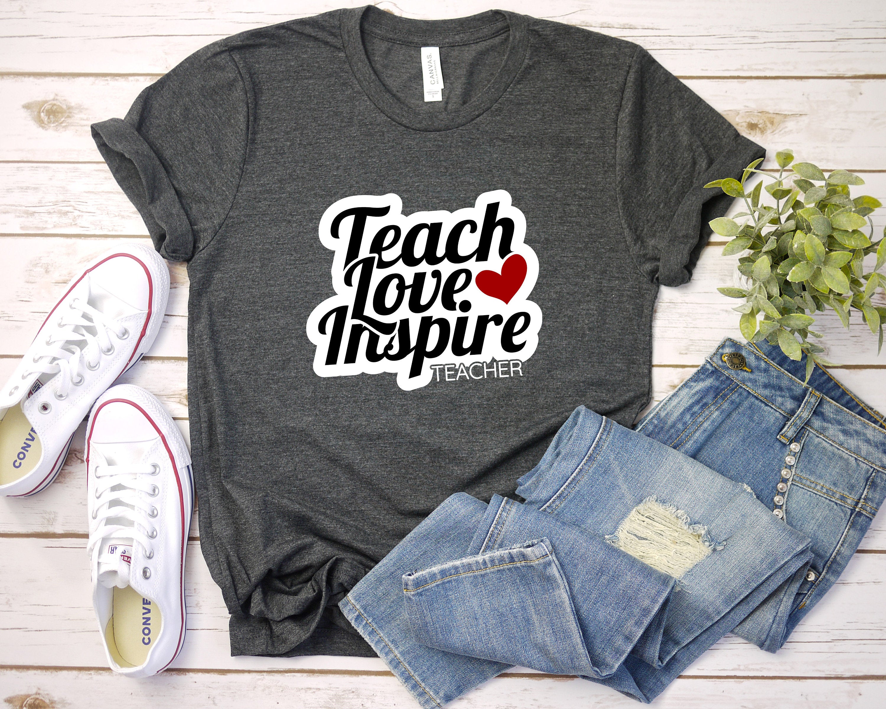 Teach Love Inspire Shirt, Teacher Gift, Teacher Shirt, Elementary School Teacher Shirt, Preschool Teacher, Teacher Valentine Shirt