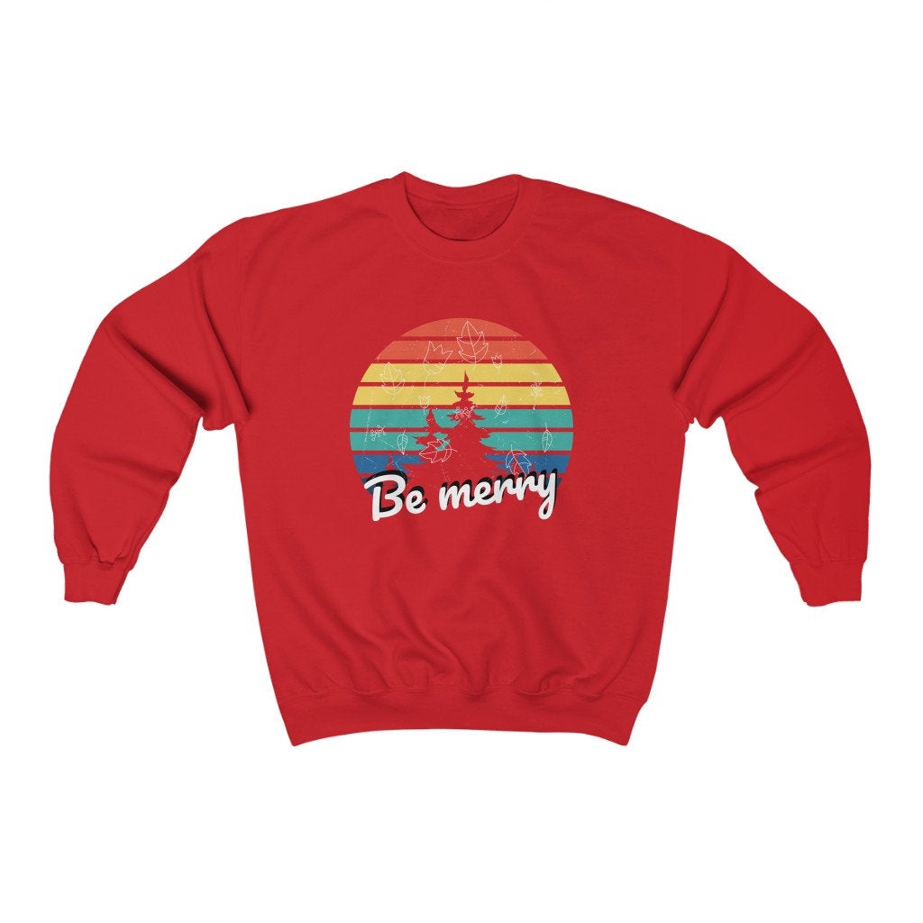 Be Merry Christmas Sweatshirt, Christmas Sweater, Cozy Holiday Sweatshirt, Holiday Sweater, Colorful Sweatshirt, Ugly Christmas Sweatshirts