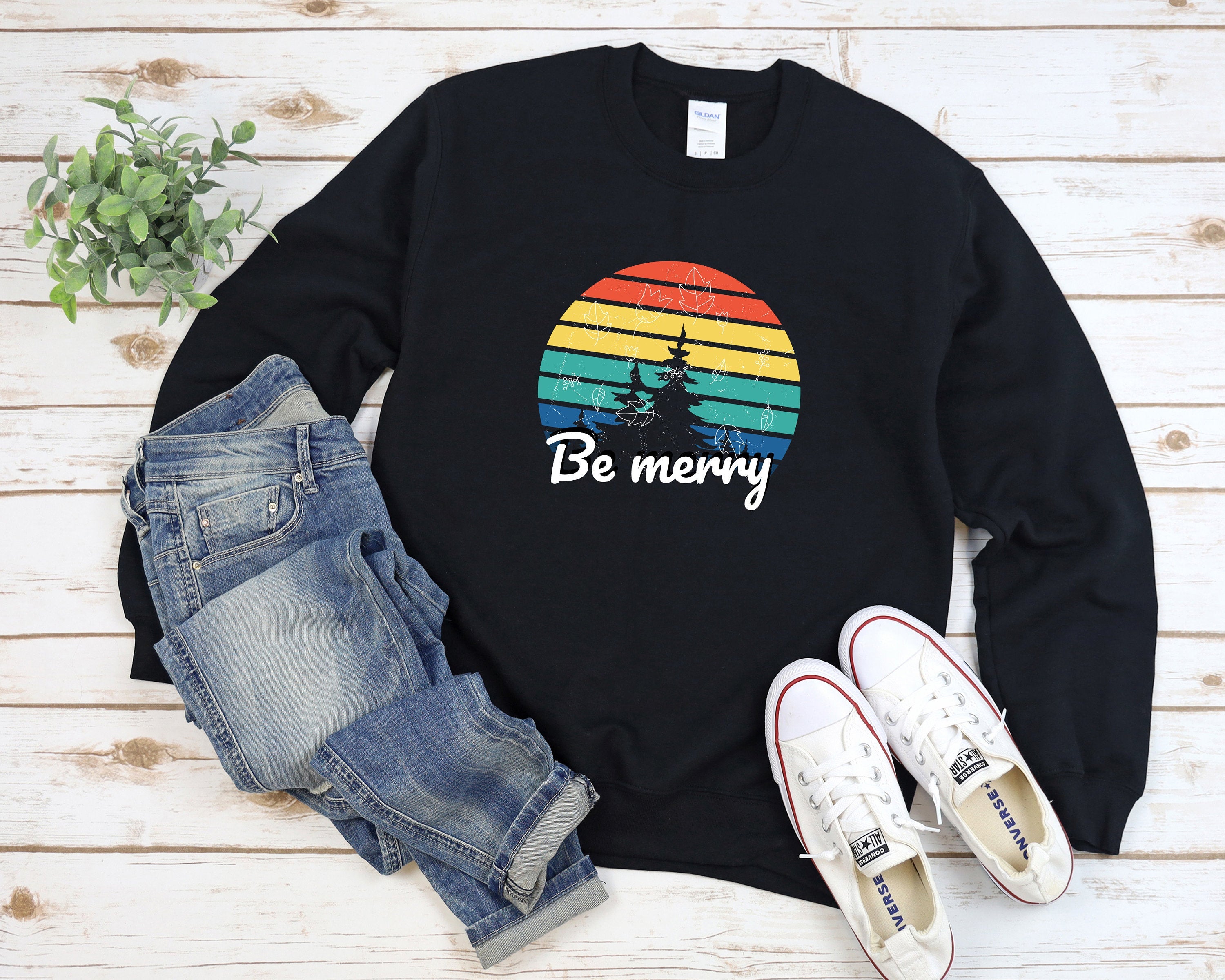 Be Merry Christmas Sweatshirt, Christmas Sweater, Cozy Holiday Sweatshirt, Holiday Sweater, Colorful Sweatshirt, Ugly Christmas Sweatshirts