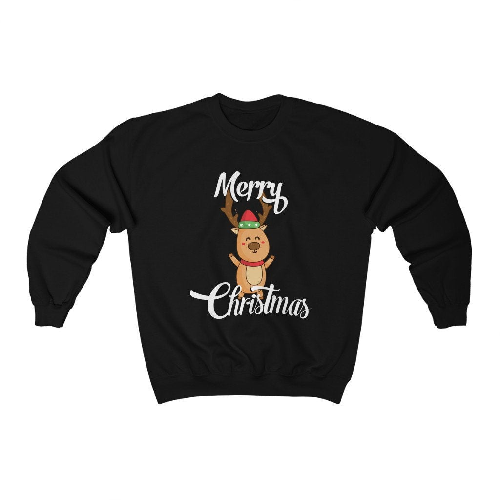 Merry Christmas Sweatshirt, Holiday Sweatshirt, Funny Ugly Christmas Sweatshirt, Deer Christmas Sweatshirt, Christmas Family Sweater