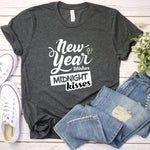 New Year Wishes Midnight Kisses Shirt, New Years Eve Shirts, Cute Holiday Shirts, Fun Gifts for Women, Fun Shirt Saying Shirt