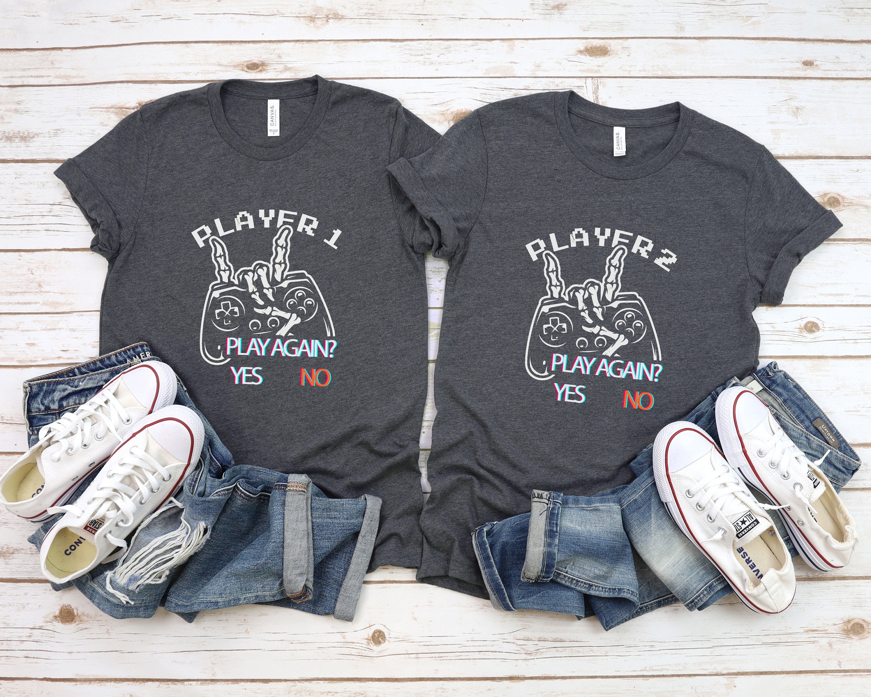 Player 1 Player 2 Matching Couple Shirts, Valentine's Shirt, Funny Fashion Couple Gift, Matching Couple Gift, His & Hers, Honeymoon Shirt