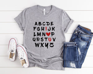 Teach Love Inspire Shirt, Cute Teacher Shirt, Valentines Day Teacher, Alphabet I Heart You Shirt, Love Hearts Shirt, Cute Heart Shirt