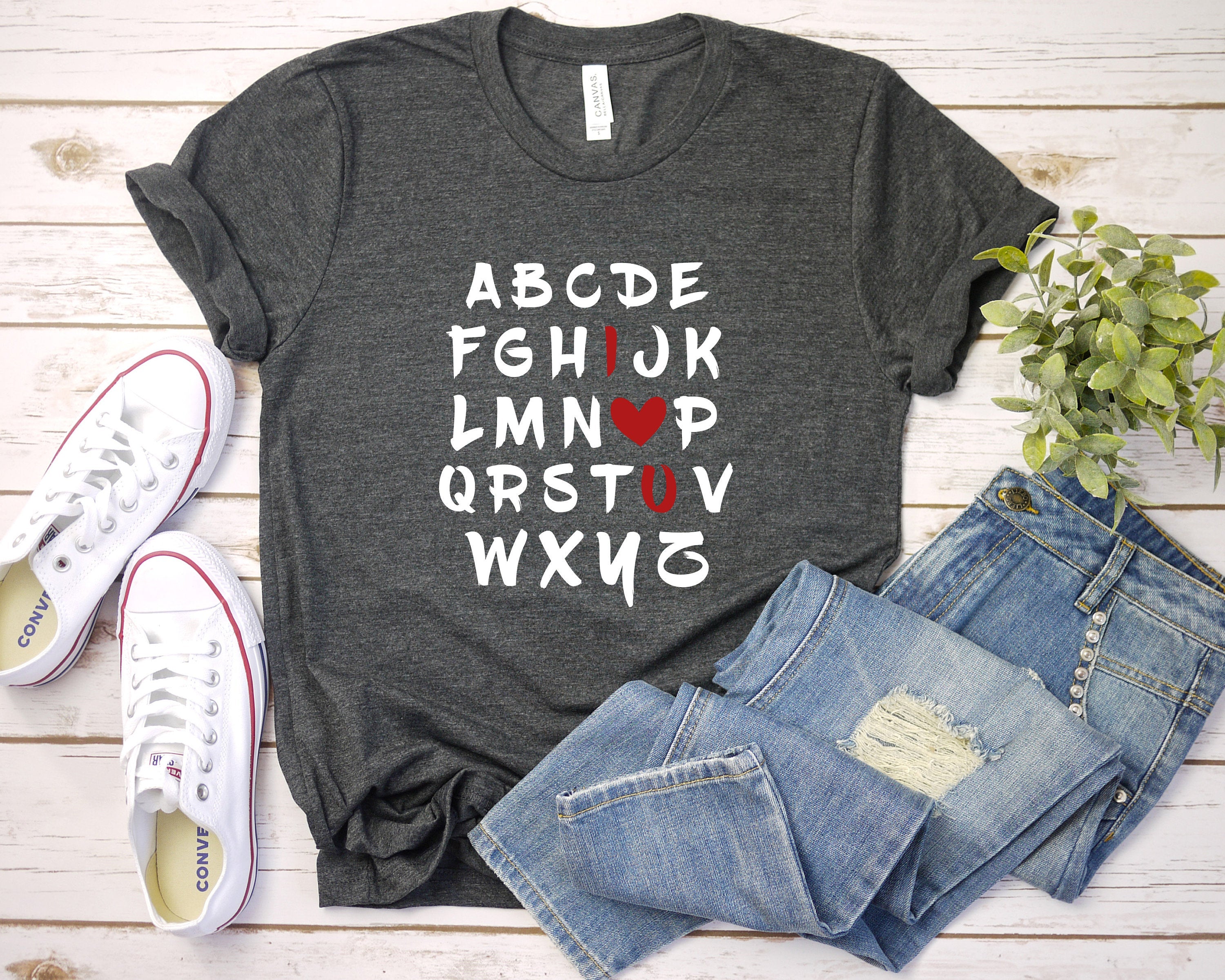 Teach Love Inspire Shirt, Cute Teacher Shirt, Valentines Day Teacher, Alphabet I Heart You Shirt, Love Hearts Shirt, Cute Heart Shirt