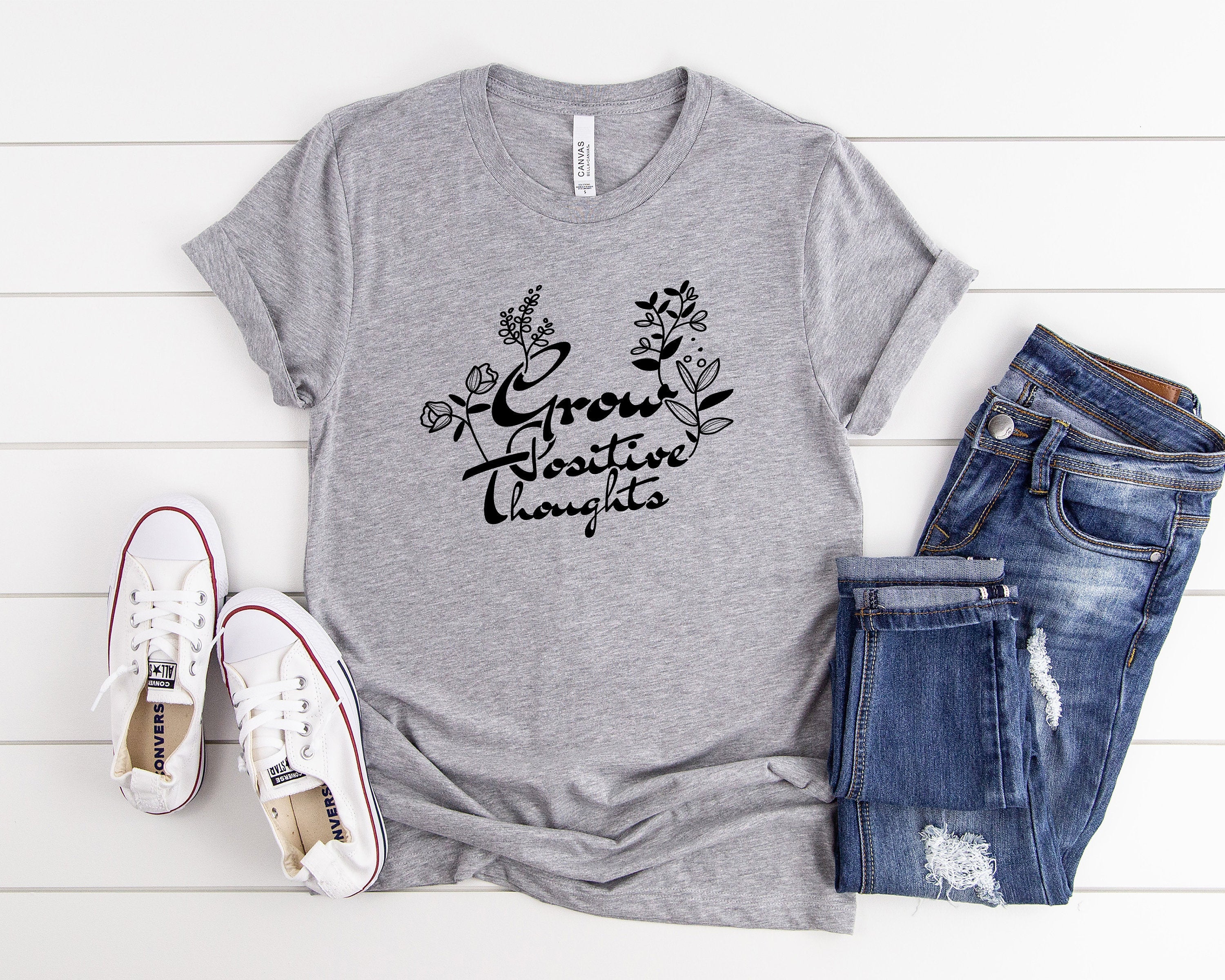 Grow Positive Thoughts Shirt, Positive Thought Tee, Mental Health Shirt, Kindness Shirt, Plant Shirt, Positive Shirt, Cute Plant Shirt