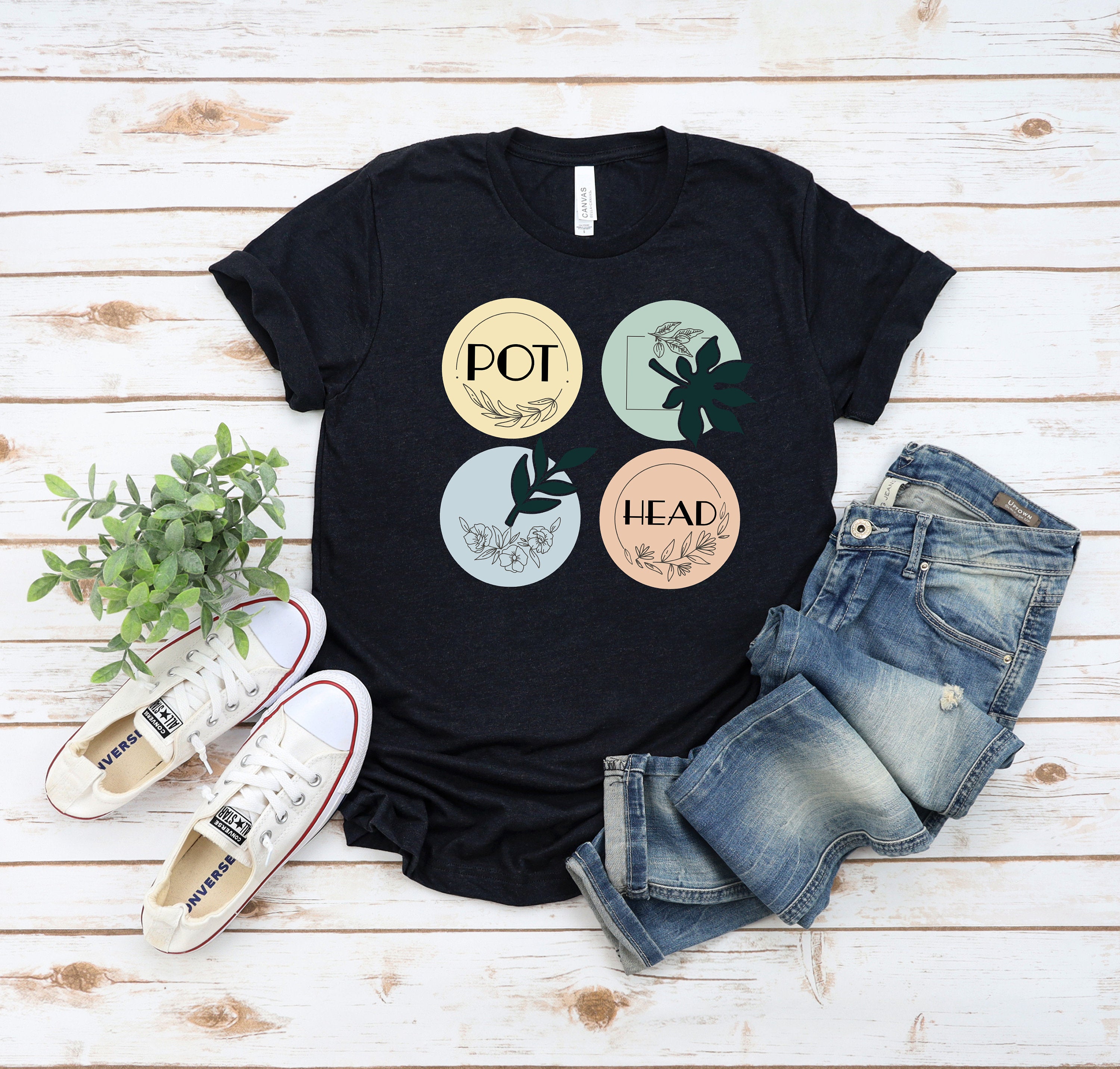 Pot Head Square T-Shirt, Potted Plant Shirt, Succulent Tee, Gardening Gift, Plant Mom Dad, Garden Shirt, Nature, Gift Idea For Plant Lover