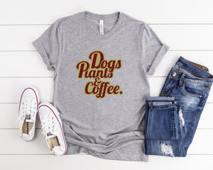 Dogs Plants and Coffee Shirt, Plant Lover shirt, Womens Gardener Nature Shirt, Earth Day Shirt, Dog Lover Shirt, Coffee Lover Shirt