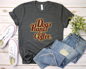 Dogs Plants and Coffee Shirt, Plant Lover shirt, Womens Gardener Nature Shirt, Earth Day Shirt, Dog Lover Shirt, Coffee Lover Shirt