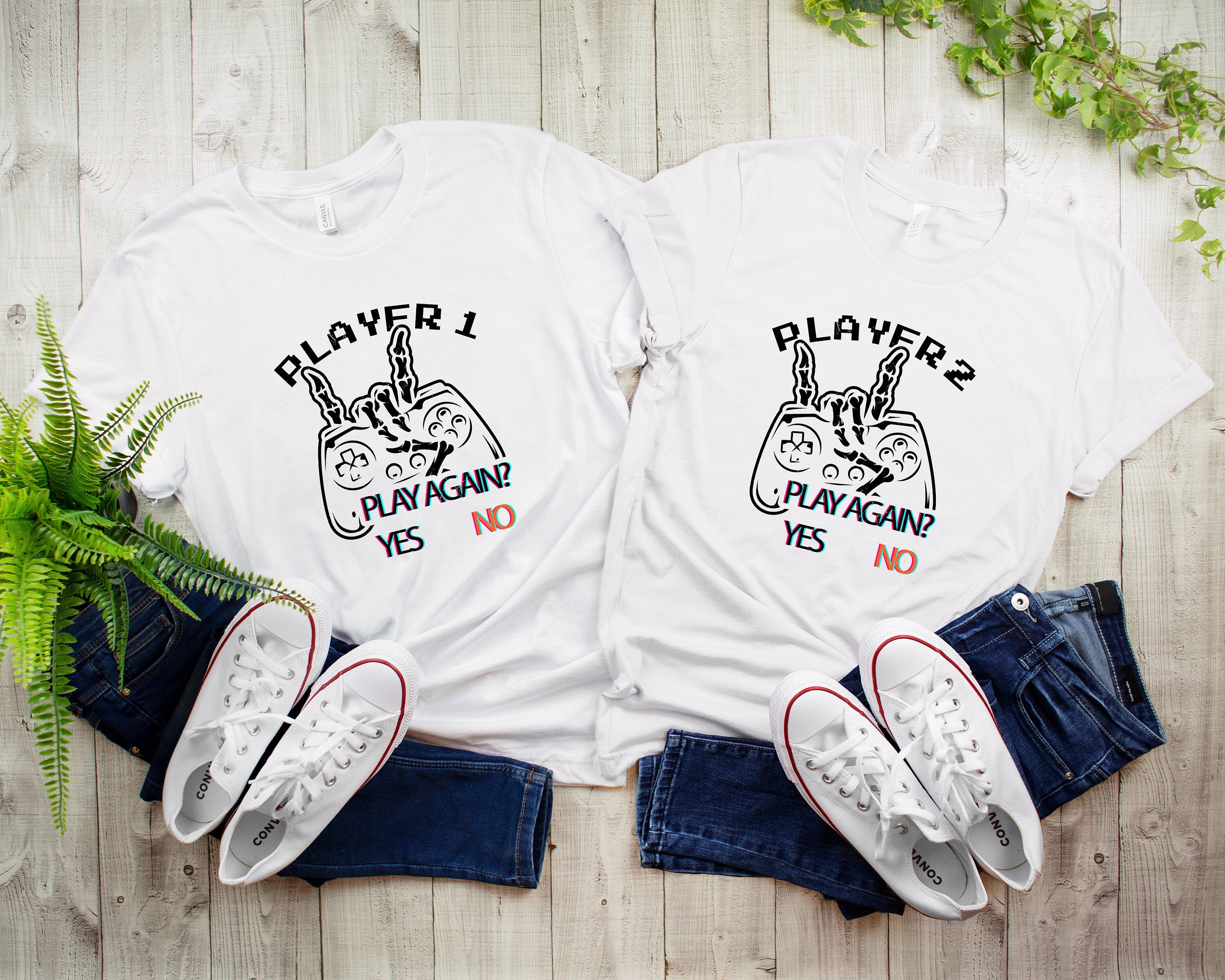 Player 1 Player 2 Matching Couple Shirts, Valentine's Shirt, Funny Fashion Couple Gift, Matching Couple Gift, His & Hers, Honeymoon Shirt